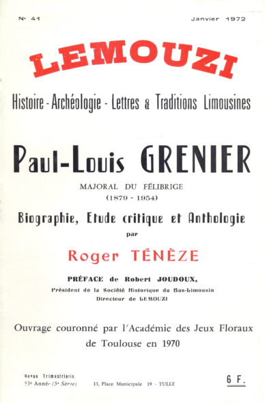 Paul-Louis Grenier, Majoral du Félibrige (1879-1954) / Lemouzi N°41