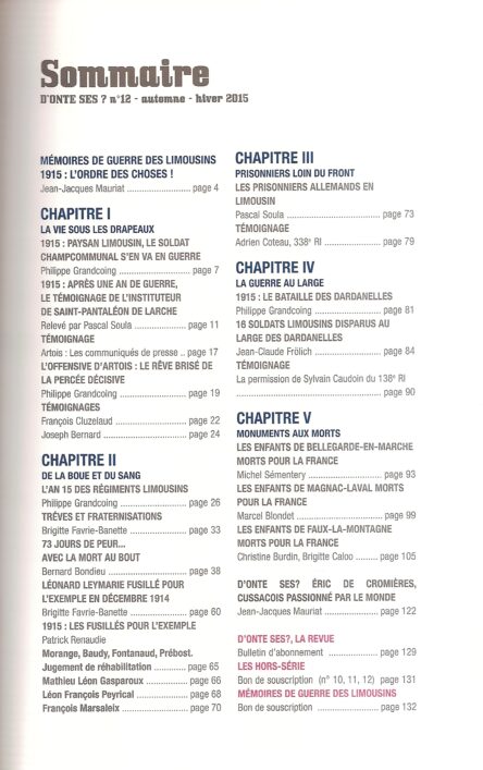 D'onte ses ? - D'où es-tu ? N°12 : Mémoire de guerre des Limousins 1915 - Image 2