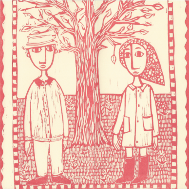Carte 2 volets « Dau temps que passa » : "Març" & "Mes mòrt" + enveloppe