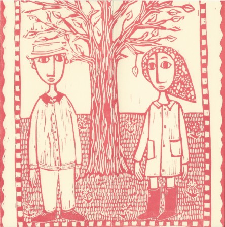 Carte 2 volets « Dau temps que passa » : "Març" & "Mes mòrt" + enveloppe