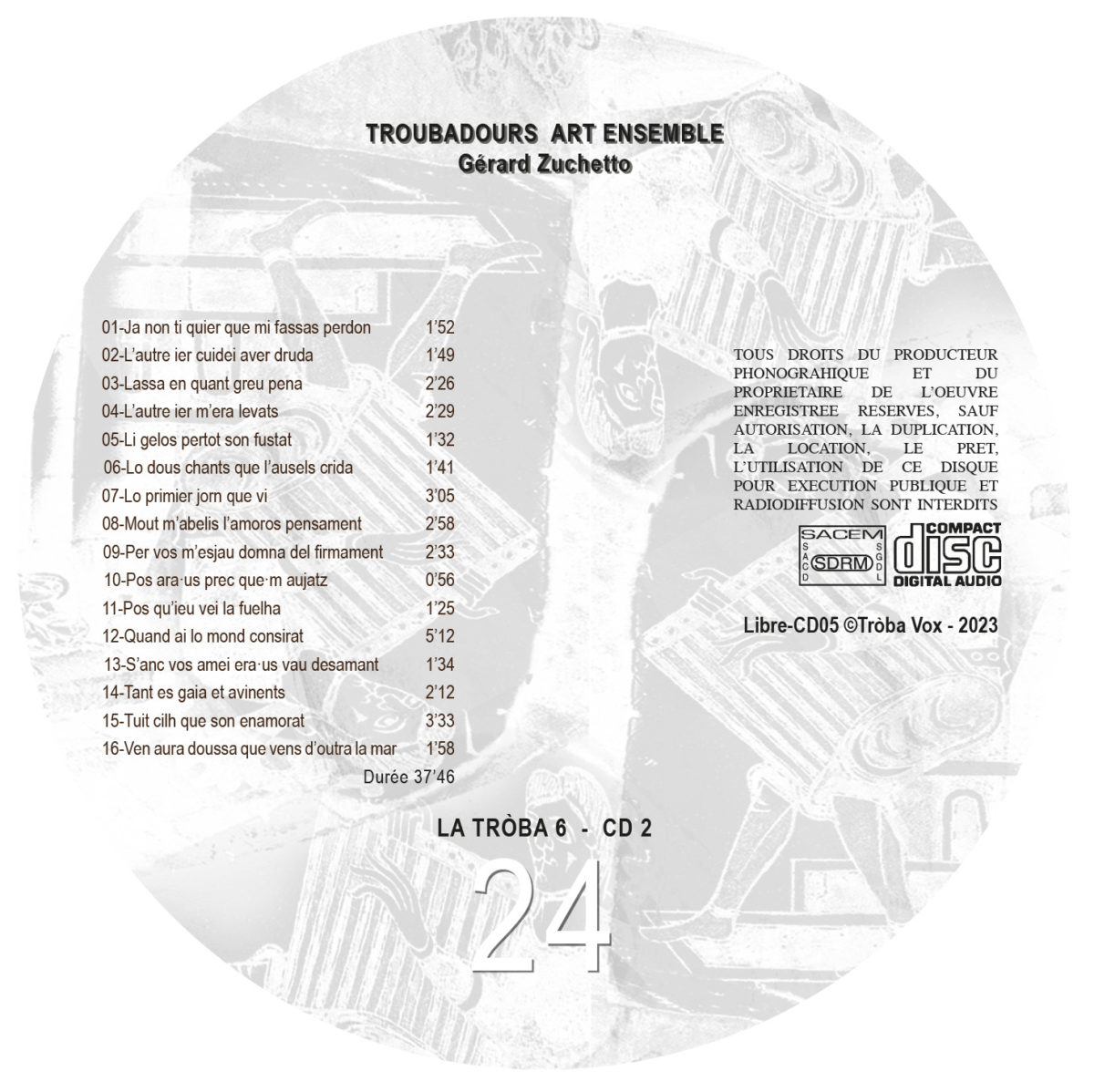 La Tròba : Anthologie chantée des troubadours XIIe - XIIIe siècles. Vol. 6 Anonimes (libre + 2 CD) - Image 3